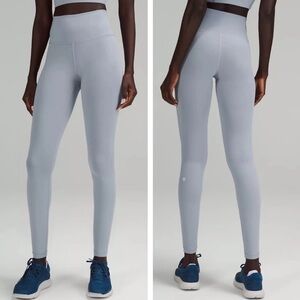 Lululemon Wunder Train High Rise Drawstring Tight 28" Chambray Blue Size 4